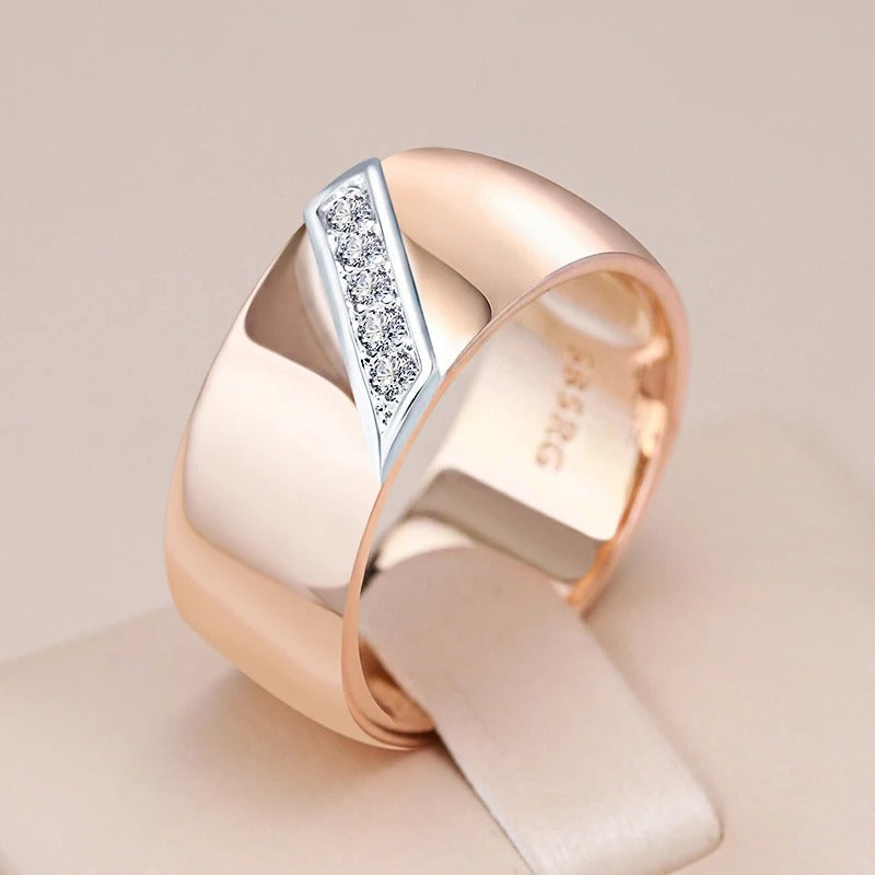 Luksuriøs Ring med 9 mm Naturlig Zirkon i 18K Roségullbelegg