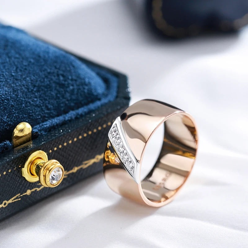Luksuriøs Ring med 9 mm Naturlig Zirkon i 18K Roségullbelegg