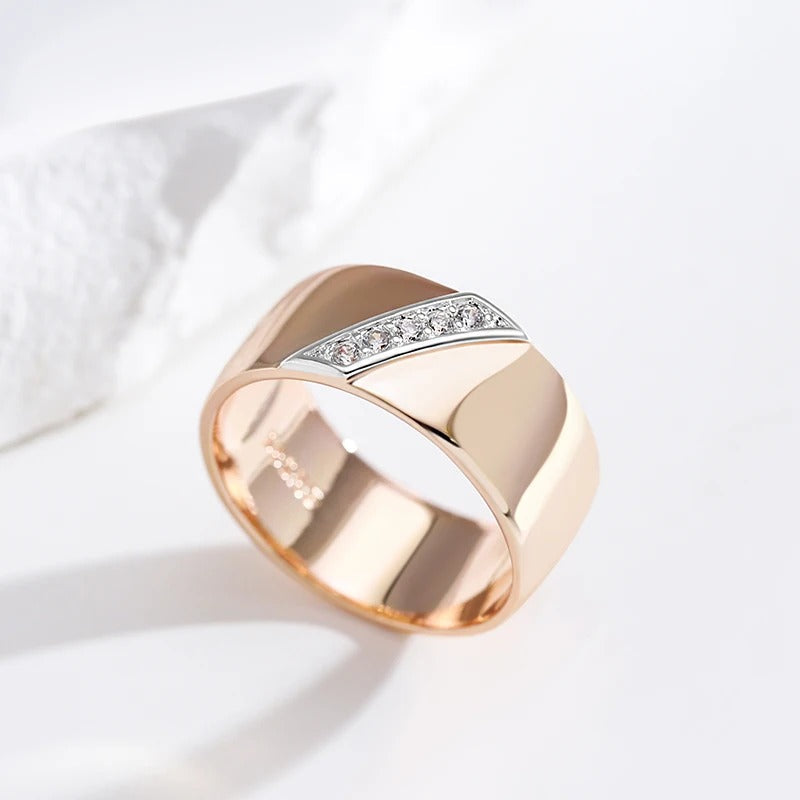 Luksuriøs Ring med 9 mm Naturlig Zirkon i 18K Roségullbelegg